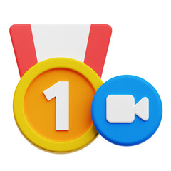 Record 1st Place Medal 3D Icon Isolated On The Transparent Background