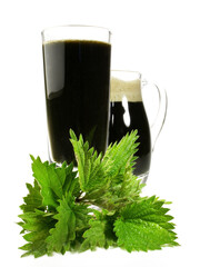 Food and Health - Stinging Nettle Juice on white Background