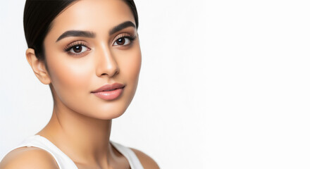 Beautiful Young Woman with Natural Makeup and Radiant Skin Portrait