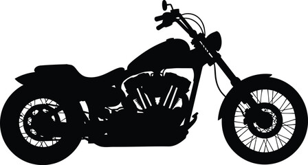 Obraz premium Black silhouette of a cruiser motorcycle on a white background bike chopper
