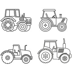 Tractor icon vector set. Farm tractor Illustration sign collection. Agricultural machinery symbol or logo.