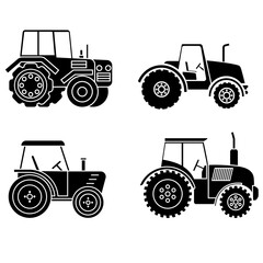 Tractor icon vector set. Farm tractor Illustration sign collection. Agricultural machinery symbol or logo.