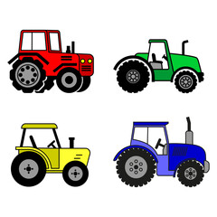 Tractor icon vector set. Farm tractor Illustration sign collection. Agricultural machinery symbol or logo.