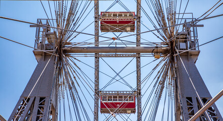 A part of Vienna Giant Ferris wheel in Prater park in Austria, Vienna.