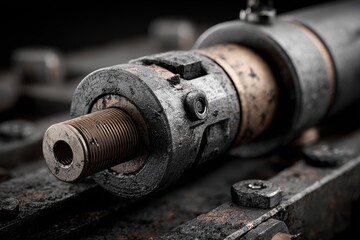 Detailed cross section of industrial machinery with metal elements