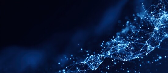 Abstract dark blue background with glowing digital network structure