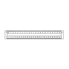 Precise measurement using a transparent ruler with both inch and millimeter scales for technical drawings and detailed design projects, perfect for engineering and architecture
