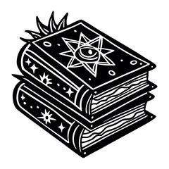 Stack of ancient books silhouette