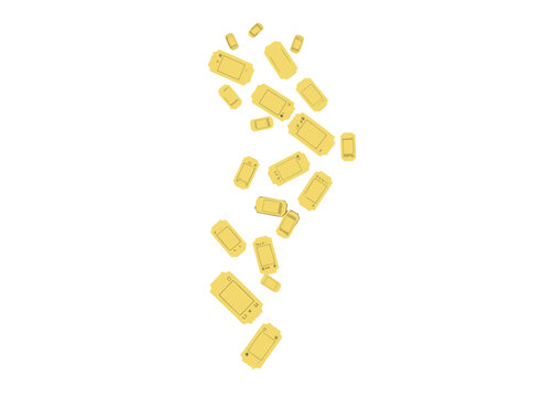 Abstract Illustration of Falling Golden Tickets Against a Dark Background Symbolizing Opportunity and Chance
