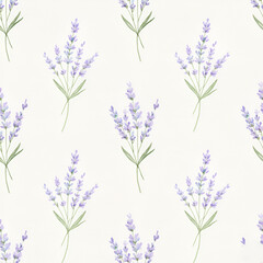 Naklejka premium Seamless pattern of lavender flowers watercolor illustration for textile design wrapping paper and backgrounds