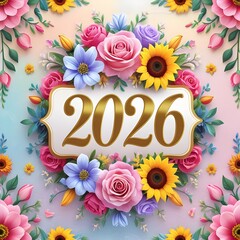 Vibrant and seamless greeting card  for the new year 2026