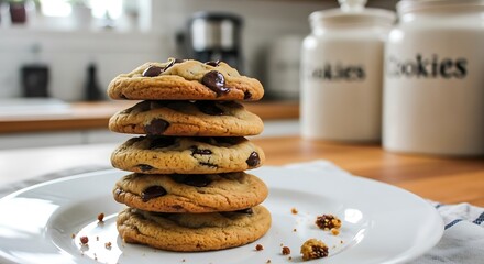 Delicious stack of homemade chocolate chip cookies ready to be enjoyed