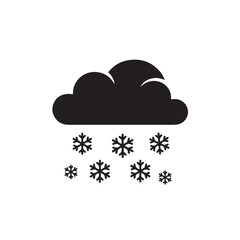 Snowy cloud icon simple flat vector glyph isolated on white background for weather forecast and app design