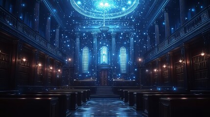 A high-resolution cybersecurity operations center with advanced technology and futuristic design