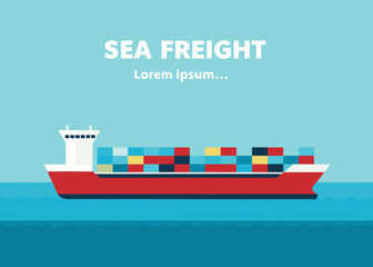 Obraz premium Modern container ship transporting goods across the blue ocean