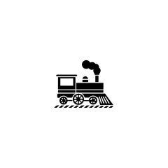 Illustration of a vintage steam train with smoke coming out on transparent background