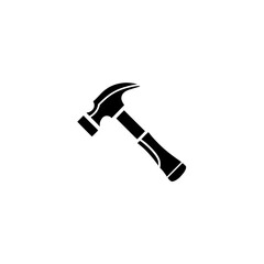 Illustration of a black hammer tool on a white background art on transparent background