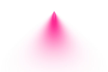 A bright pink triangular shape with a sharp point against a stark transport background dominates the frame