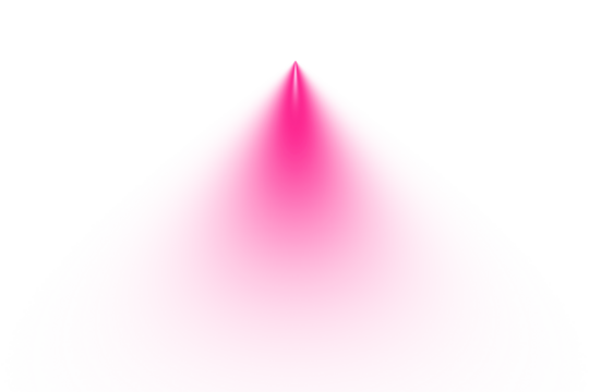 A bright pink triangular shape with a sharp point against a stark transport background dominates the frame