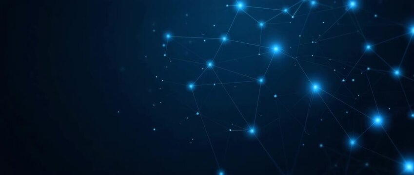Futuristic network nodes gently pulse as the camera slowly pans across a digital grid, creating a high-tech, cinematic ambiance perfect for showcasing innovation and technology themes.
