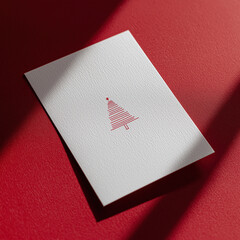 Simple seasonal card lies on textured surface with dramatic angled light.