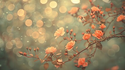 Soft vintage background with pink roses and creamy bokeh, evoking nostalgic romance and warmth.