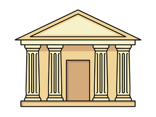Obraz premium Classical Architecture Building with Columns and Pediment Symbolizing Government or Finance with Clean Lines and Geometric Shapes on a Black Background
