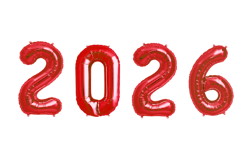 2026 New Year PNG, Balloon Number Design for Celebrations