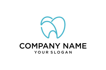 Modern Minimalist Blue Line Art Tooth Logo Design for Dental Clinic Branding
