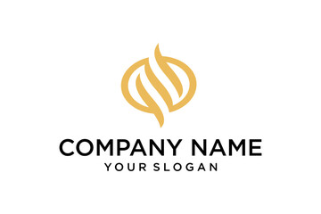 Elegant Golden Abstract Logo Design Template with Company Name and Slogan