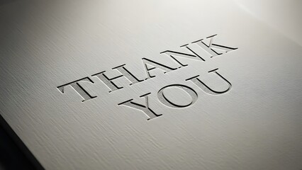 Elegant thank you embossed on textured paper, perfect for sophisticated gratitude messages and formal acknowledgments, conveying appreciation and respect