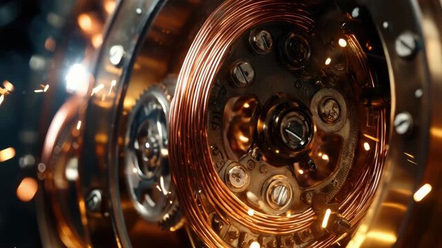 Video A close-up shot of a clock with multiple sparks and firework-like effects