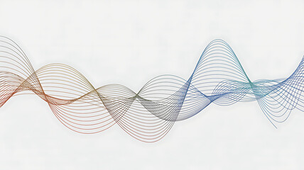 Abstract colorful sound wave visualization with intricate lines and dots on a white background