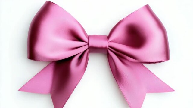 Video A single pink bow resting on a clean white surface