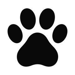 Dog or cat paw print flat icon Dog or cat paw print flat icon white background.