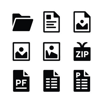 Create 9 icon Bundle of Silhouette vector image of File & Folder Silhouette Bundle blake silhouette whit a white background