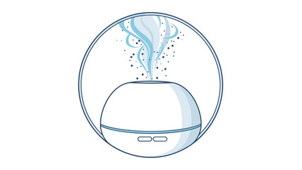 Line art vector icon depicting a sleek aromatherapy device emitting calming vapor, symbolizing health, wellness, and a tranquil atmosphere