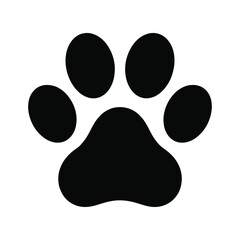 Dog or cat paw print flat icon Dog or cat paw print flat icon white background.