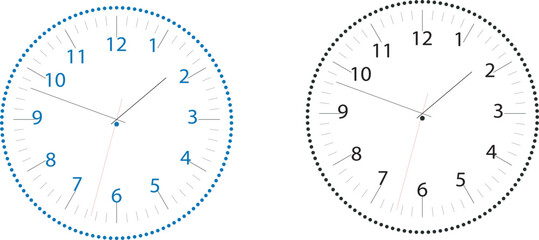 Minimalist analog clock face vector isolated on white background for user interface design