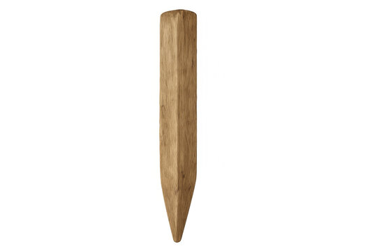 Wooden stake for vampire defense, pointed wood post for horror and halloween concepts on transparent background