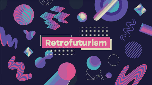 Retrofuturism Abstract Shapes and Patterns vector illustration