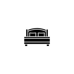 Illustration of a double bed with pillows and headboard design on transparent background