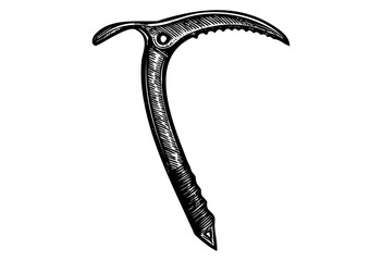 Vintage engraved illustration of an ice climbing axe &mdash; stock vector.