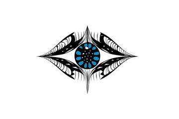 Intricate Eye Illustration with Blue Center and Detailed Black Outlines for Artistic and Creative Use