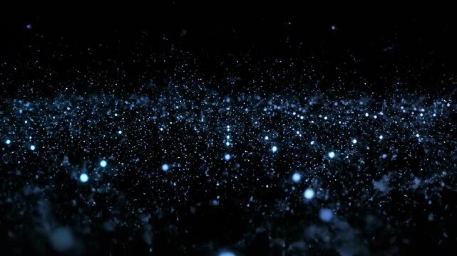 Seamless digital loop of a glowing geometric particle grid fading and smoothly dissolving into absolute zero black background future, concept, loop