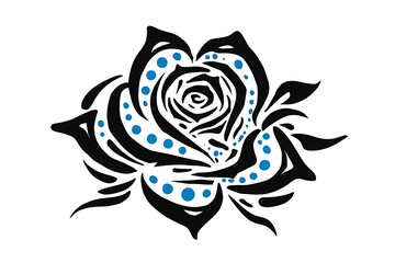 Elegant black and blue abstract rose design with intricate detailing perfect for digital art and creative projects