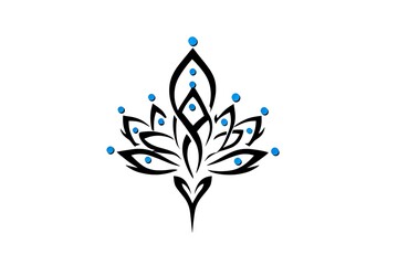 Elegant Abstract Floral Design with Blue Accents for Modern Art and Creative Projects