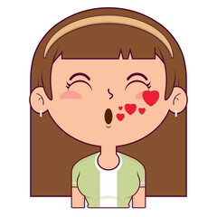 girl whistling love face cartoon cute