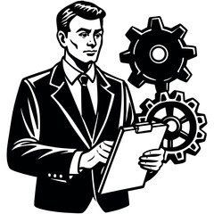 Businessman with clipboard silhouette