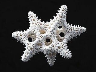 White isometric 3D fractal geometry model against black background. Minimalist abstract style for technology concepts, scientific visualization, wallpaper, or futuristic design.